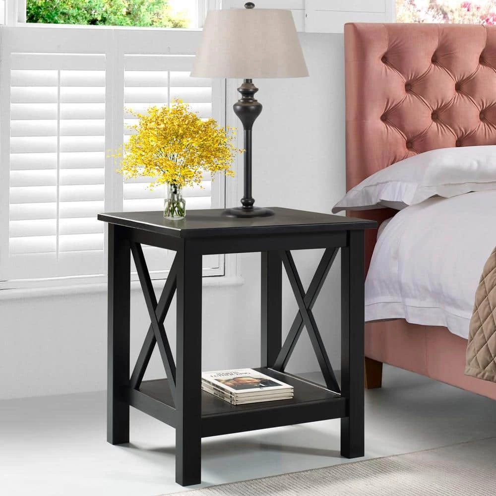 Ramsey Rectangular Black End Table with Shelf by Linon Home Decor 8 Ramsey Rectangular Black End Table with Shelf by Linon Home Decor - Image 6