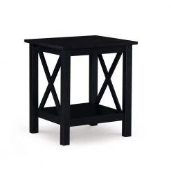 Ramsey Rectangular Black End Table with Shelf by Linon Home Decor