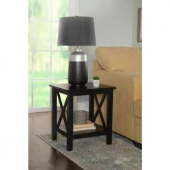 Ramsey Rectangular Black End Table with Shelf by Linon Home Decor 15 Ramsey Rectangular Black End Table with Shelf by Linon Home Decor -Linon Home Decor Shop black linon home decor end side tables thd02083 c3 1000