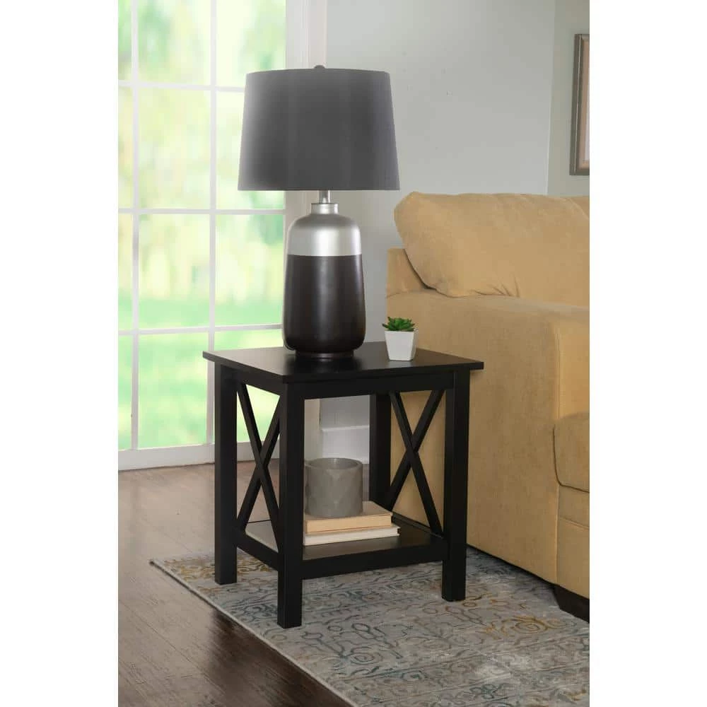 Ramsey Rectangular Black End Table with Shelf by Linon Home Decor 7 Ramsey Rectangular Black End Table with Shelf by Linon Home Decor - Image 5