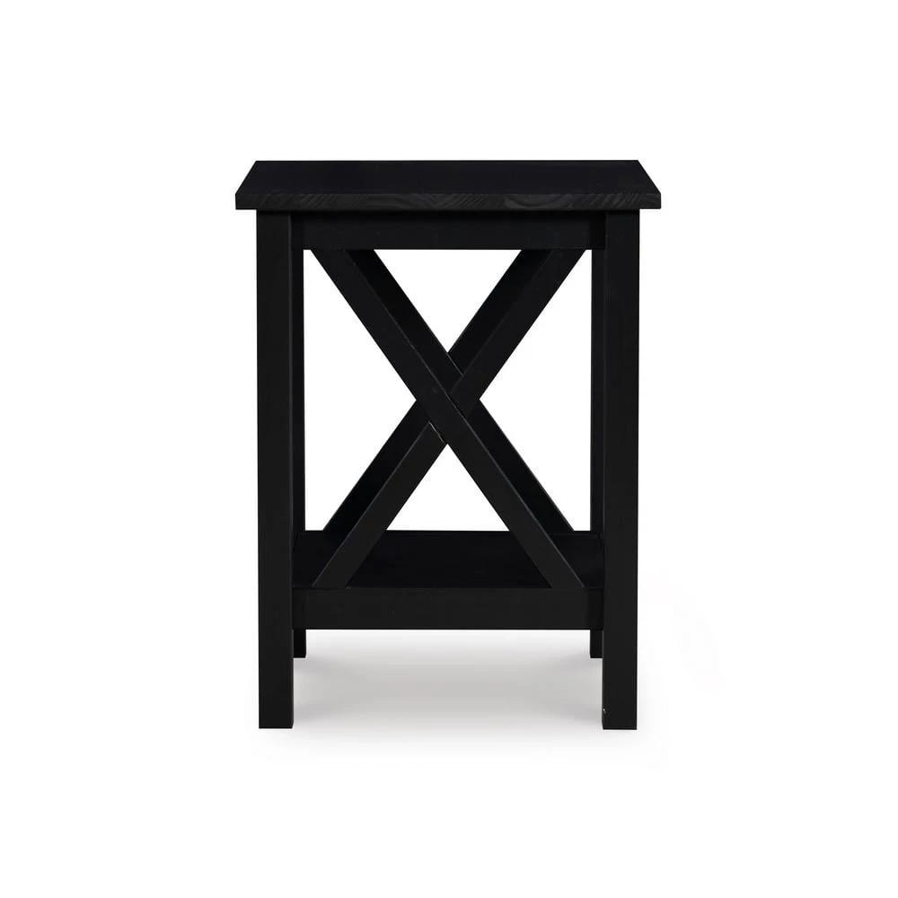 Ramsey Rectangular Black End Table with Shelf by Linon Home Decor 4 Ramsey Rectangular Black End Table with Shelf by Linon Home Decor - Image 2