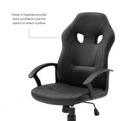 Walter Black Faux Leather Gaming Chair with Arms by Linon Home Decor 14 Walter Black Faux Leather Gaming Chair with Arms by Linon Home Decor -Linon Home Decor Shop black linon home decor gaming chairs thd04023 40 1000