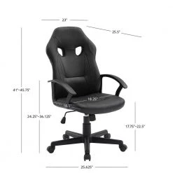 Walter Black Faux Leather Gaming Chair with Arms by Linon Home Decor 20 Walter Black Faux Leather Gaming Chair with Arms by Linon Home Decor -Linon Home Decor Shop black linon home decor gaming chairs thd04023 44 1000
