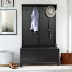 Lori Black Hall Tree Wide with Storage by Linon Home Decor 23 Lori Black Hall Tree Wide with Storage by Linon Home Decor -Linon Home Decor Shop black linon home decor hall trees thd03542 31 1000