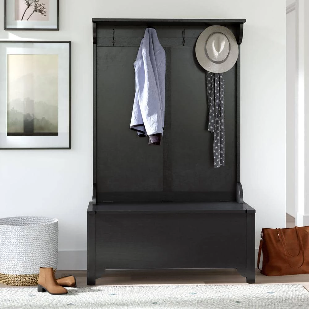 Lori Black Hall Tree Wide with Storage by Linon Home Decor 13 Lori Black Hall Tree Wide with Storage by Linon Home Decor - Image 11