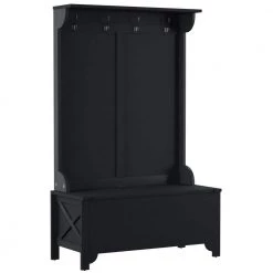 Lori Black Hall Tree Wide with Storage by Linon Home Decor