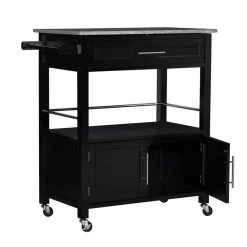 Caitlin Black Kitchen Cart with Granite Top, Towel Bar, and Storage by Linon Home Decor 17 Caitlin Black Kitchen Cart with Granite Top, Towel Bar, and Storage by Linon Home Decor -Linon Home Decor Shop black linon home decor kitchen carts thd03234 77 1000