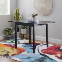 Hubbard 48 in. L Square Black Wood Top Dropleaf Table (Seats 4) by Linon Home Decor -Linon Home Decor Shop black linon home decor kitchen dining tables thd04132 31 1000