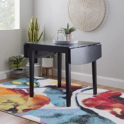 Hubbard 48 in. L Square Black Wood Top Dropleaf Table (Seats 4) by Linon Home Decor -Linon Home Decor Shop black linon home decor kitchen dining tables thd04132 4f 1000