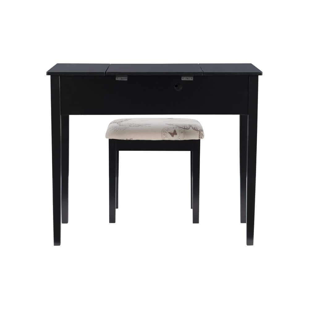 Black Bedroom Vanity Table with Butterfly Bench by Linon Home Decor 8 Black Bedroom Vanity Table with Butterfly Bench by Linon Home Decor - Image 6