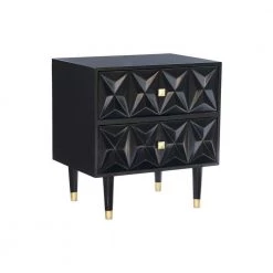 Covington 2-Drawer Black Texture Nightstand by Linon Home Decor