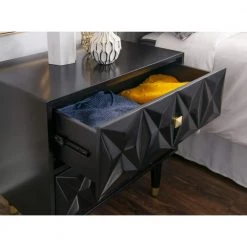 Covington 2-Drawer Black Texture Nightstand by Linon Home Decor 16 Covington 2-Drawer Black Texture Nightstand by Linon Home Decor -Linon Home Decor Shop black linon home decor nightstands thd03517 77 1000