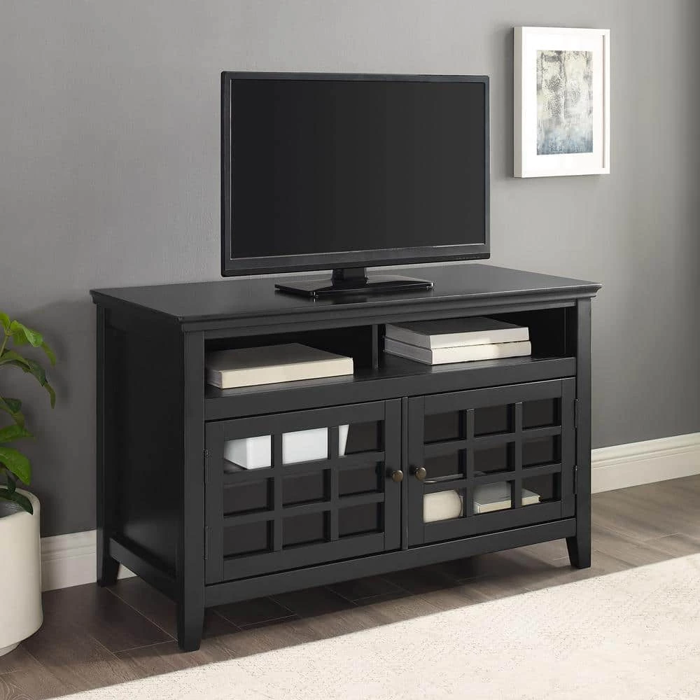 Walker Black 2-Door Media Center by Linon Home Decor 9 Walker Black 2-Door Media Center by Linon Home Decor - Image 7