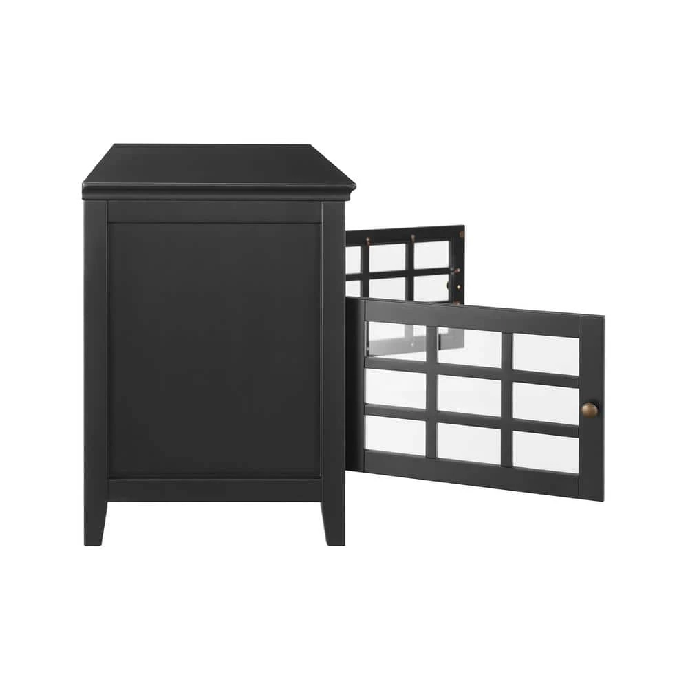 Walker Black 2-Door Media Center by Linon Home Decor 4 Walker Black 2-Door Media Center by Linon Home Decor - Image 2