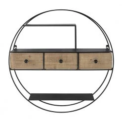 Aurora Wood & Metal Round Wall Decor with Three Drawers by Linon Home Decor 14 Aurora Wood & Metal Round Wall Decor with Three Drawers by Linon Home Decor -Linon Home Decor Shop black metal natural wood linon home decor media storage thd02876 c3 1000