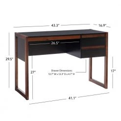 Henry 43.25 in. Rectangular Black and Walnut Wood with 2 Drawers Writing Desk by Linon Home Decor -Linon Home Decor Shop black walnut linon home decor writing desks thd03174 76 1000