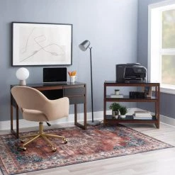 Henry 43.25 in. Rectangular Black and Walnut Wood with 2 Drawers Writing Desk by Linon Home Decor -Linon Home Decor Shop black walnut linon home decor writing desks thd03174 fa 1000