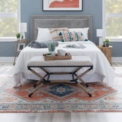 Alden Neutral Black Bench with Stripe Pattern Upholstery 36 L x 18 D x 20.5 H by Linon Home Decor -Linon Home Decor Shop black white striped linon home decor bedroom benches thd03209 4f 1000