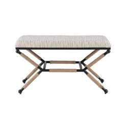 Alden Neutral Black Bench with Stripe Pattern Upholstery 36 L x 18 D x 20.5 H by Linon Home Decor -Linon Home Decor Shop black white striped linon home decor bedroom benches thd03209 c3 1000