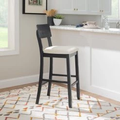 Rodman 43.50 in. H Dark Charcoal High Back Wood Frame Barstool by Linon Home Decor -Linon Home Decor Shop blackwash linon home decor bar stools thd04064 31 1000