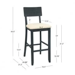 Rodman 43.50 in. H Dark Charcoal High Back Wood Frame Barstool by Linon Home Decor -Linon Home Decor Shop blackwash linon home decor bar stools thd04064 44 1000