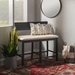 Rodman Dark Charcoal Counter Height Bench 36 in. H x 46.325 in. W x 21 in. D by Linon Home Decor 17 Rodman Dark Charcoal Counter Height Bench 36 in. H x 46.325 in. W x 21 in. D by Linon Home Decor -Linon Home Decor Shop blackwash linon home decor bedroom benches thd04069 31 1000