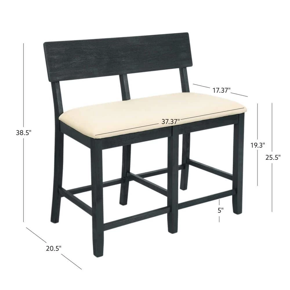 Rodman Dark Charcoal Counter Height Bench 36 in. H x 46.325 in. W x 21 in. D by Linon Home Decor 9 Rodman Dark Charcoal Counter Height Bench 36 in. H x 46.325 in. W x 21 in. D by Linon Home Decor - Image 7