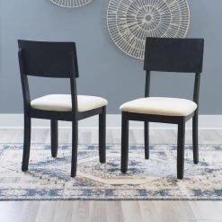 Rodman Dark Charcoal Beige Linen and Cotton Fabric Side Chair (2-Pack) by Linon Home Decor -Linon Home Decor Shop blackwash linon home decor dining chairs thd04065 31 1000