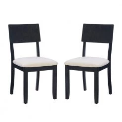 Rodman Dark Charcoal Beige Linen and Cotton Fabric Side Chair (2-Pack) by Linon Home Decor