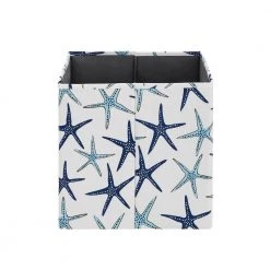 Emma 13 in. Cube Collapsible Storage Bin Starfish (Set of 2) by Linon Home Decor -Linon Home Decor Shop blue and white starfish pattern linon home decor kids storage cubes thd03013 66 1000