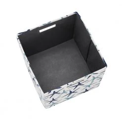 Emma 13 in. Cube Collapsible Storage Bin Starfish (Set of 2) by Linon Home Decor -Linon Home Decor Shop blue and white starfish pattern linon home decor kids storage cubes thd03013 77 1000