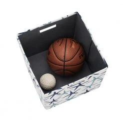 Emma 13 in. Cube Collapsible Storage Bin Starfish (Set of 2) by Linon Home Decor -Linon Home Decor Shop blue and white starfish pattern linon home decor kids storage cubes thd03013 a0 1000