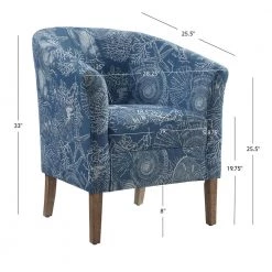 Primm Denim Club Chair with Swirling Shell Pattern by Linon Home Decor -Linon Home Decor Shop blue denim linon home decor accent chairs thd03664 44 1000