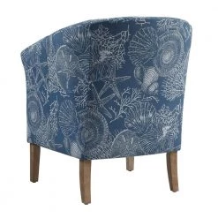 Primm Denim Club Chair with Swirling Shell Pattern by Linon Home Decor -Linon Home Decor Shop blue denim linon home decor accent chairs thd03664 4f 1000