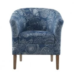 Primm Denim Club Chair with Swirling Shell Pattern by Linon Home Decor -Linon Home Decor Shop blue denim linon home decor accent chairs thd03664 c3 1000