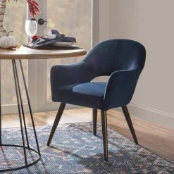 Jade Blue Ink Velvet Side Chair by Linon Home Decor -Linon Home Decor Shop blue linon home decor accent chairs hd221837 31 1000