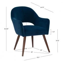 Jade Blue Ink Velvet Side Chair by Linon Home Decor -Linon Home Decor Shop blue linon home decor accent chairs hd221837 fa 1000