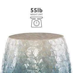 Jaynie Blue Ombre Capiz mosaic Drum Table by Linon Home Decor -Linon Home Decor Shop blue linon home decor end side tables thd02760 1f 1000