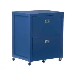 Sara Navy Blue Rolling File Lateral Desk Cabinet by Linon Home Decor