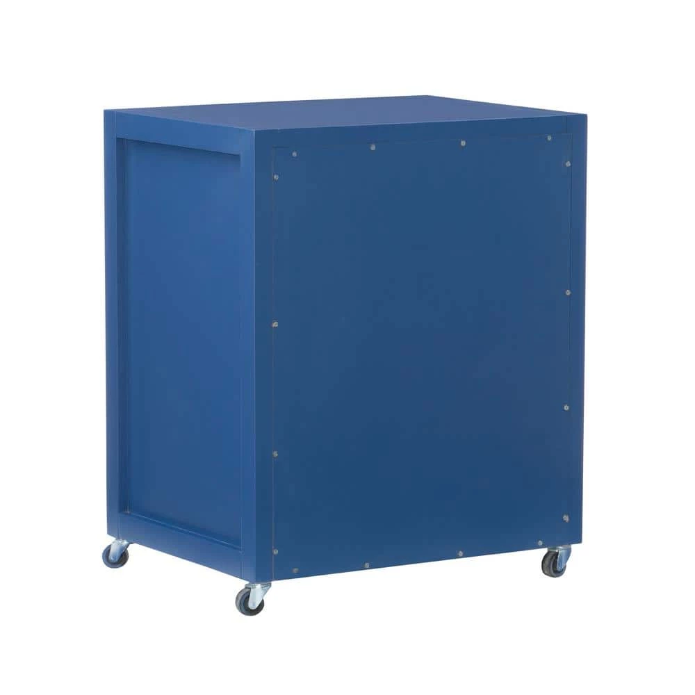 Sara Navy Blue Rolling File Lateral Desk Cabinet by Linon Home Decor 6 Sara Navy Blue Rolling File Lateral Desk Cabinet by Linon Home Decor - Image 4