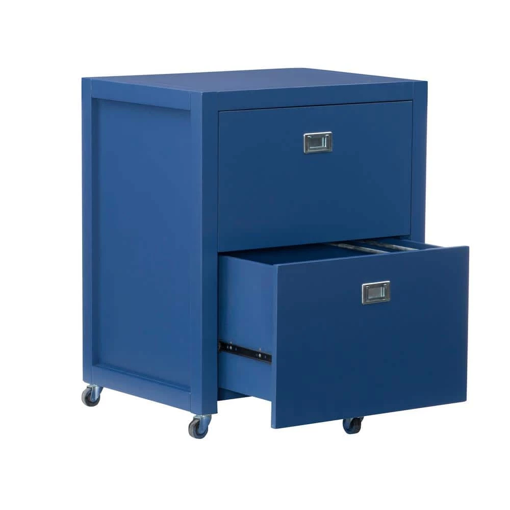 Sara Navy Blue Rolling File Lateral Desk Cabinet by Linon Home Decor 7 Sara Navy Blue Rolling File Lateral Desk Cabinet by Linon Home Decor - Image 5