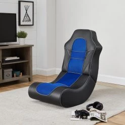 Walter 34.5 in. Blue and Black Faux Leather and Mesh Rocking Gaming Chair by Linon Home Decor -Linon Home Decor Shop blue linon home decor gaming chairs thd03023 31 1000