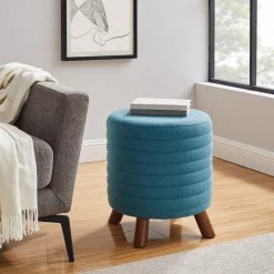 Anslee Blue Polyester Ottoman by Linon Home Decor -Linon Home Decor Shop blue linon home decor ottomans thd03165 4f 1000