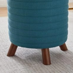 Anslee Blue Polyester Ottoman by Linon Home Decor -Linon Home Decor Shop blue linon home decor ottomans thd03165 c3 1000