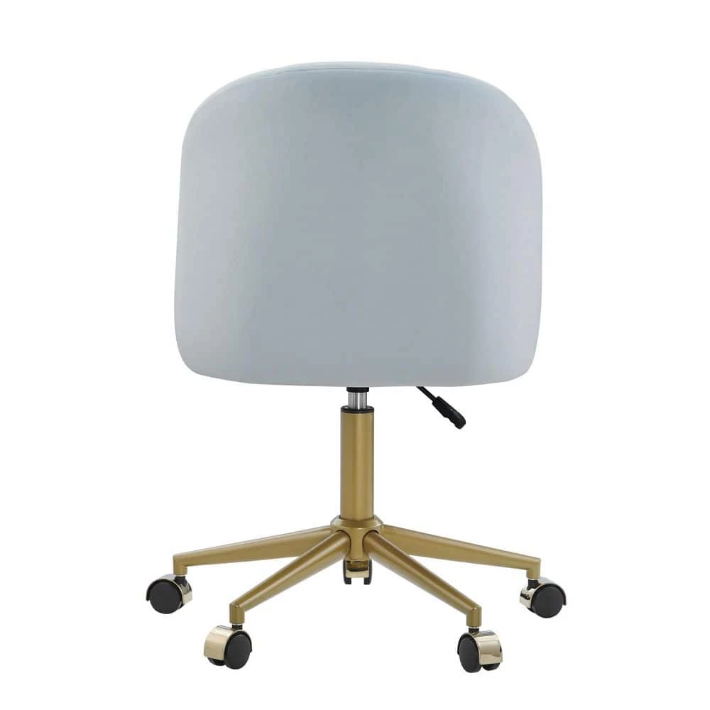 Gene Adjustable Blue Polyester Velvet Fabric Desk Chair by Linon Home Decor 6 Gene Adjustable Blue Polyester Velvet Fabric Desk Chair by Linon Home Decor - Image 4