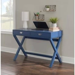 Sara Navy Blue 2-Drawer Writing Desk by Linon Home Decor -Linon Home Decor Shop blue linon home decor writing desks thd02875 31 1000
