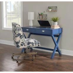 Sara Navy Blue 2-Drawer Writing Desk by Linon Home Decor -Linon Home Decor Shop blue linon home decor writing desks thd02875 44 1000