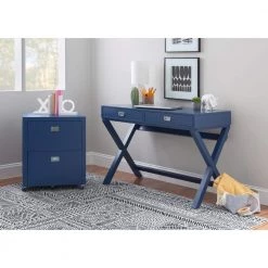 Sara Navy Blue 2-Drawer Writing Desk by Linon Home Decor -Linon Home Decor Shop blue linon home decor writing desks thd02875 fa 1000