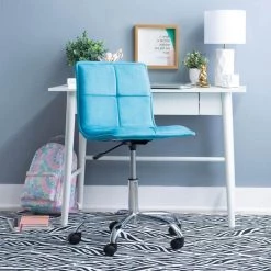 Dax Blue Adjustable Office Chair by Linon Home Decor -Linon Home Decor Shop blue velvet linon home decor task chairs thd03592 1f 1000