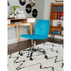Dax Blue Adjustable Office Chair by Linon Home Decor -Linon Home Decor Shop blue velvet linon home decor task chairs thd03592 fa 1000